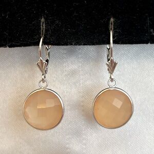 14K White Gold and Peach Gemstone Briolette Earrings